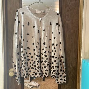 Cardigan soft brown. XL animal print